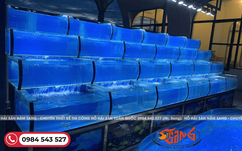 thi công hồ hải sản kính