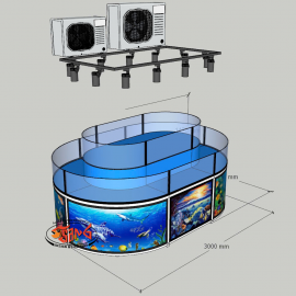 Hồ Hải Sản Kính Cong Cao Cấp 3m