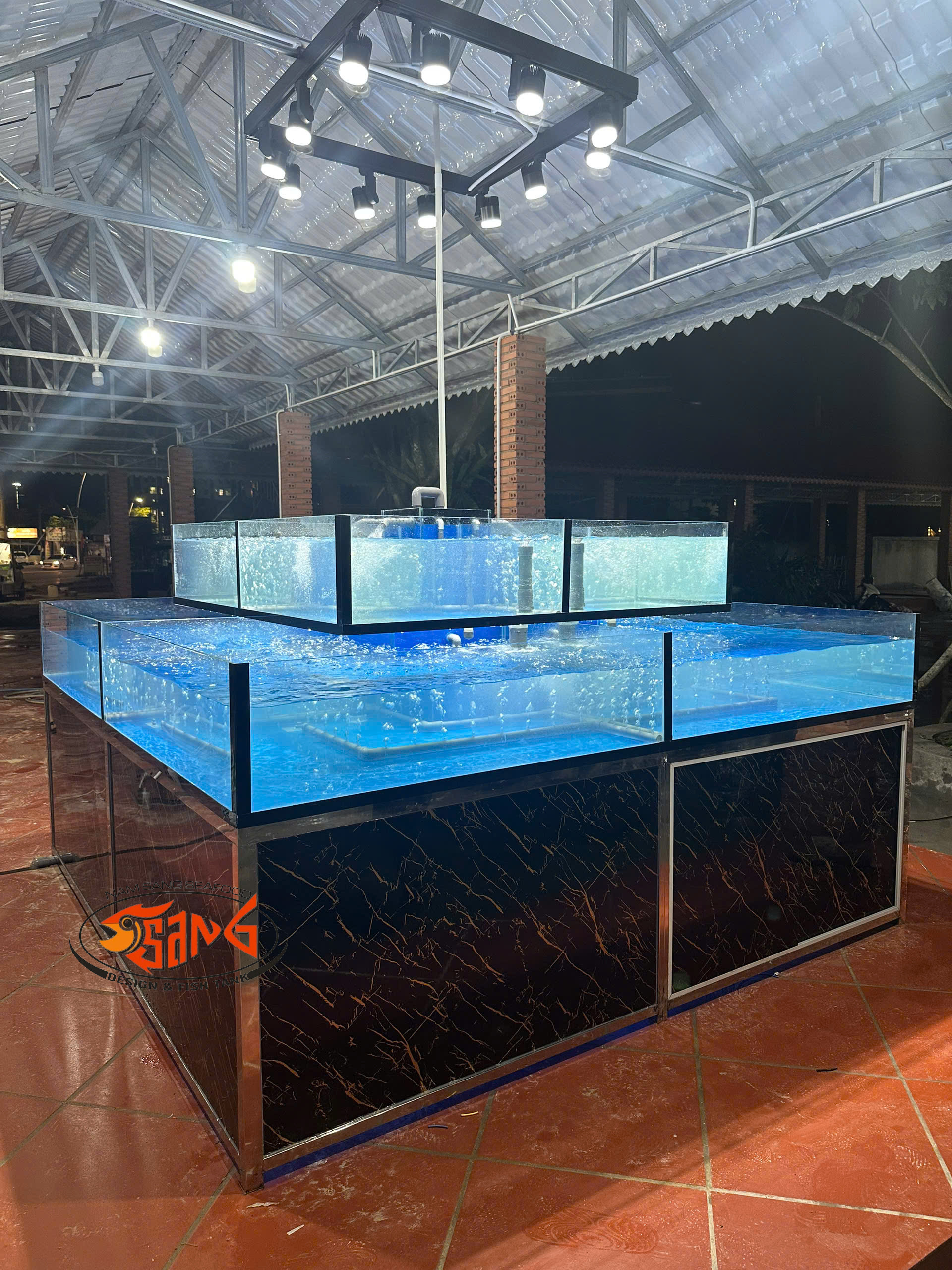 thi công hồ hải sản tại hồ tràm